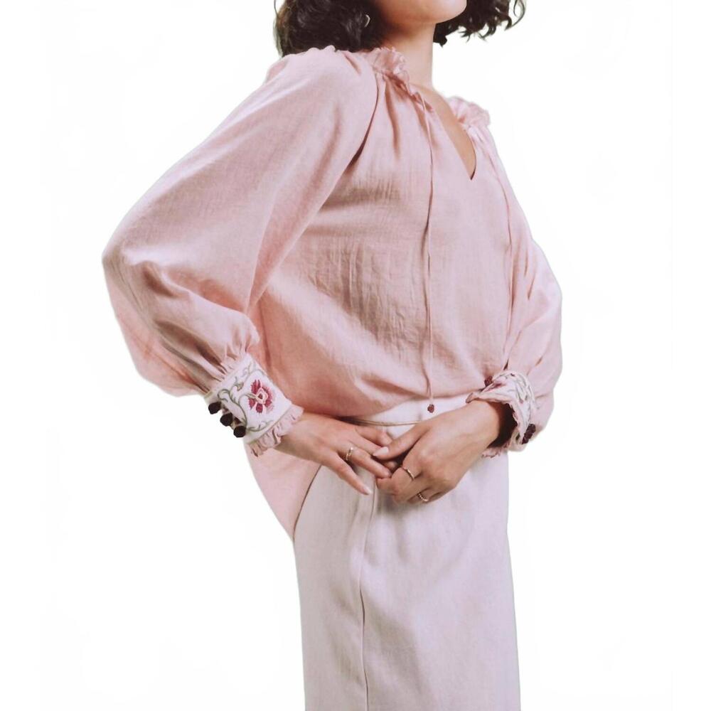 NEW ROSEWATER HOUSE chiara tie-neck blouse in pink